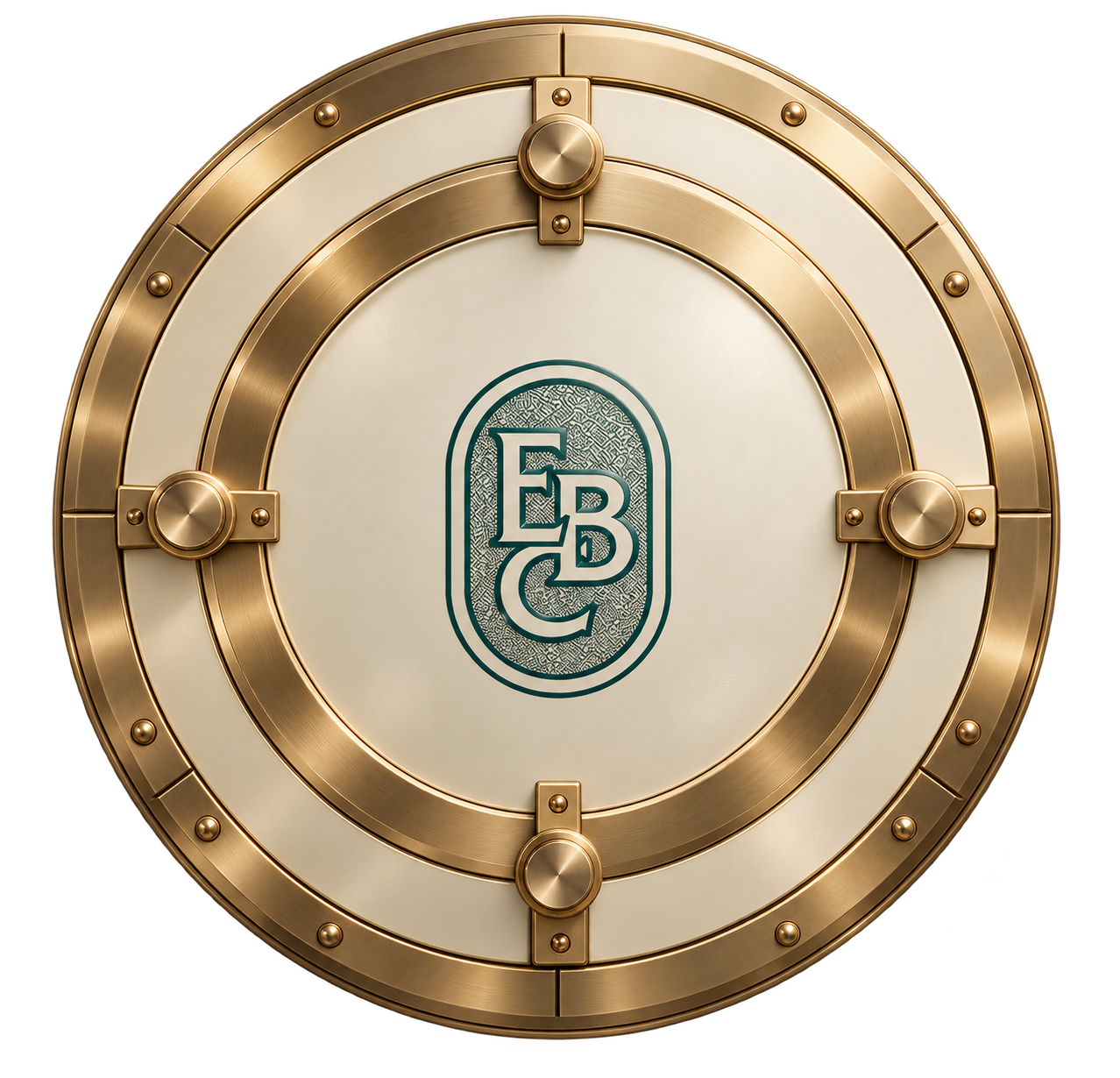 Ivory and brass vault door with the EBC monogram